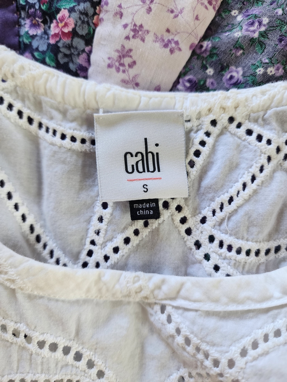CAbi White Eyelet Sleeveless Top